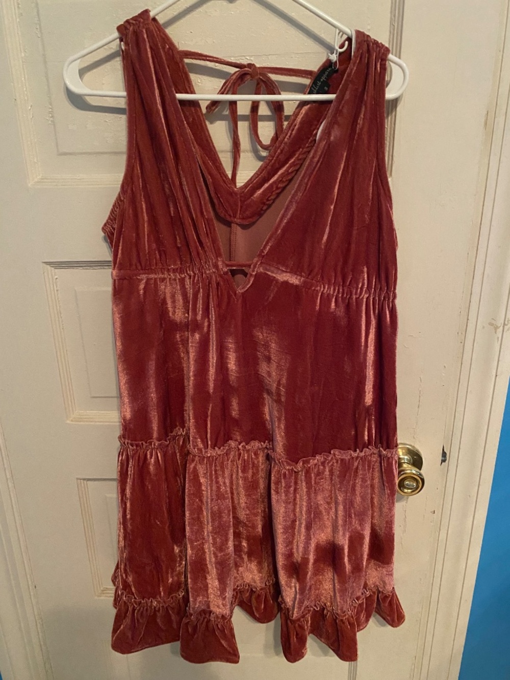 Petal & Pup Eddie Tiered Velvet Mini Dress in Ginger NWT - Picture 5 of 10